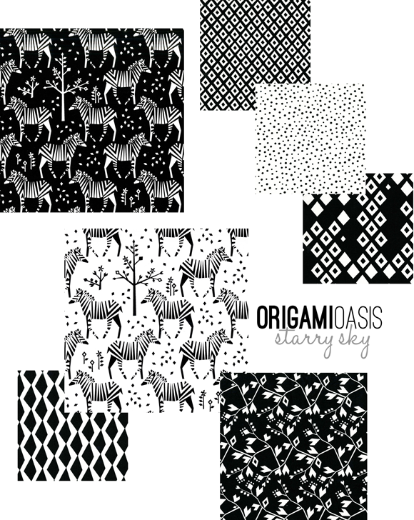 Origami Oasis - Black Streamers - Michael Miller